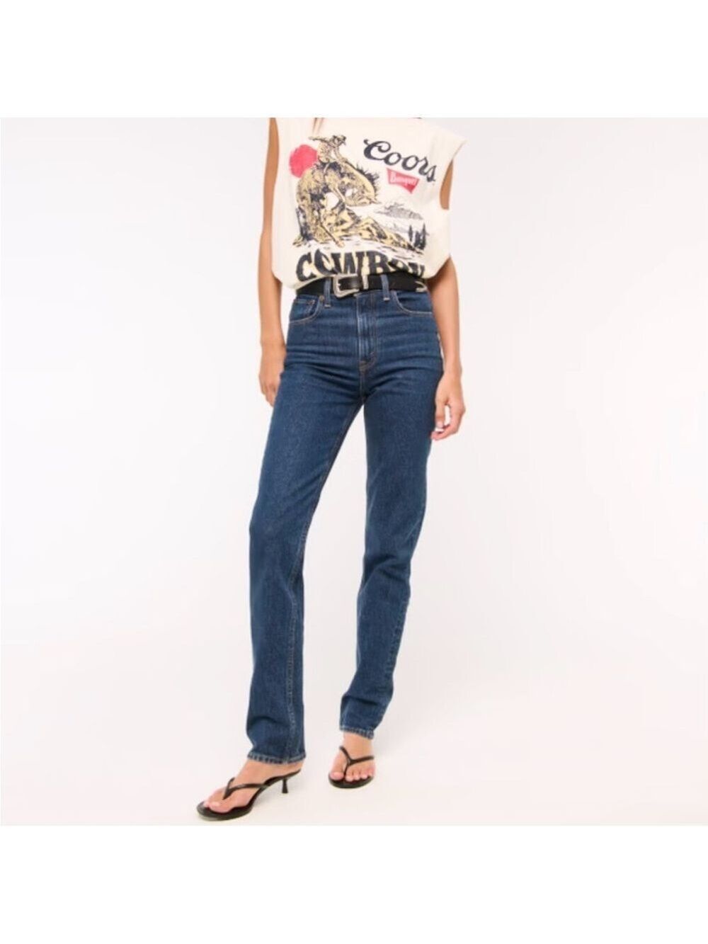 Abercrombie & Fitch The 90s Straight Ultra High Rise Jean Dark wash 27|4L